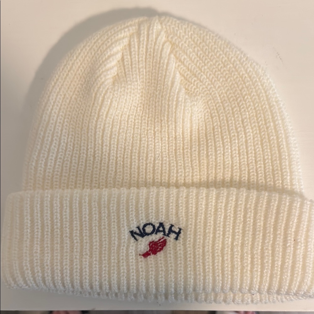 Noah NYC Cream Ribbed Knit Hat